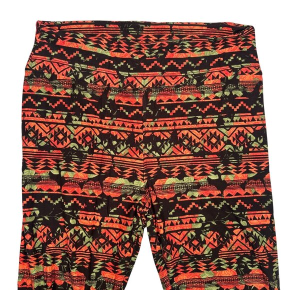 LuLaRoe Aztec Southwestern Orange Black Green Tribal Leggings Tall & Curvy TC - Picture 2 of 5